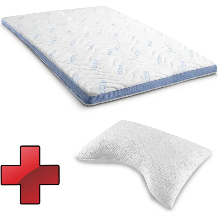 Kaltschaumtopper CloudComfort Cool 120 x 200 cm H2/H3, Höhe 7 cm, Härtegrad H2/H3, 7-Zonen Topper mit Sommer- und Winterseite