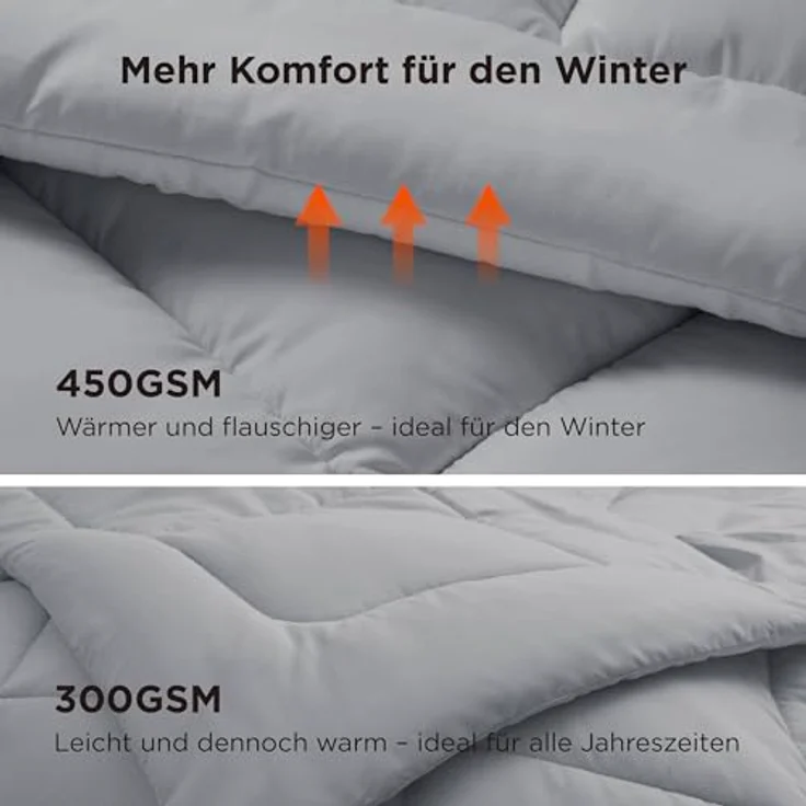 BEDSURE Bettdecke 135x200 Winterdecke 450gsm - Warm Winterdecke 135x200 cm für Winter, 200x135 Waschbar Dicke Winterbettdecke, Grau – Bild 5