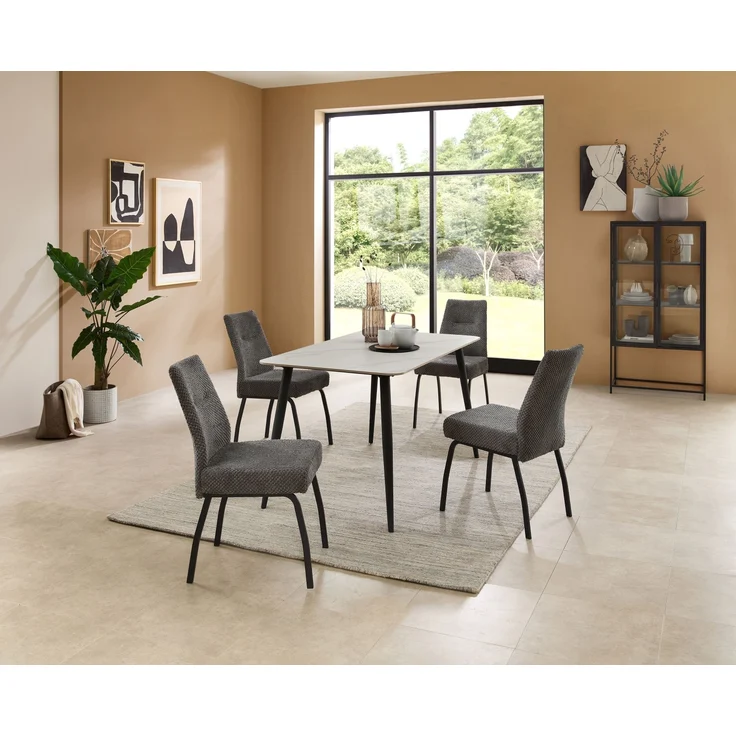 Esstisch >Cody< in weiß, schwarz, Keramik, Metall - 140x76x80cm (BxHxT) – Bild 8