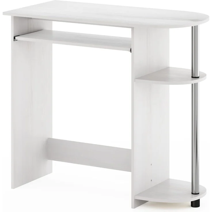 Furinno Simplistic Computertisch für einfache Montage, Weiße Eiche/Edelstahl – Bild 5