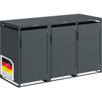 STEELSØN 'Thoria' Mülltonnenbox 3er je 240 Liter, anthrazit, Mülltonnenverkleidung aus Stahl, wetterfest, 116x80x203 cm, Müllbox für 3 Tonnen