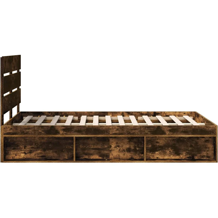 vidaXL Bettrahmen Geräucherte Eiche 120 x 190 cm Massives Kiefernholz 3411772 – Bild 7