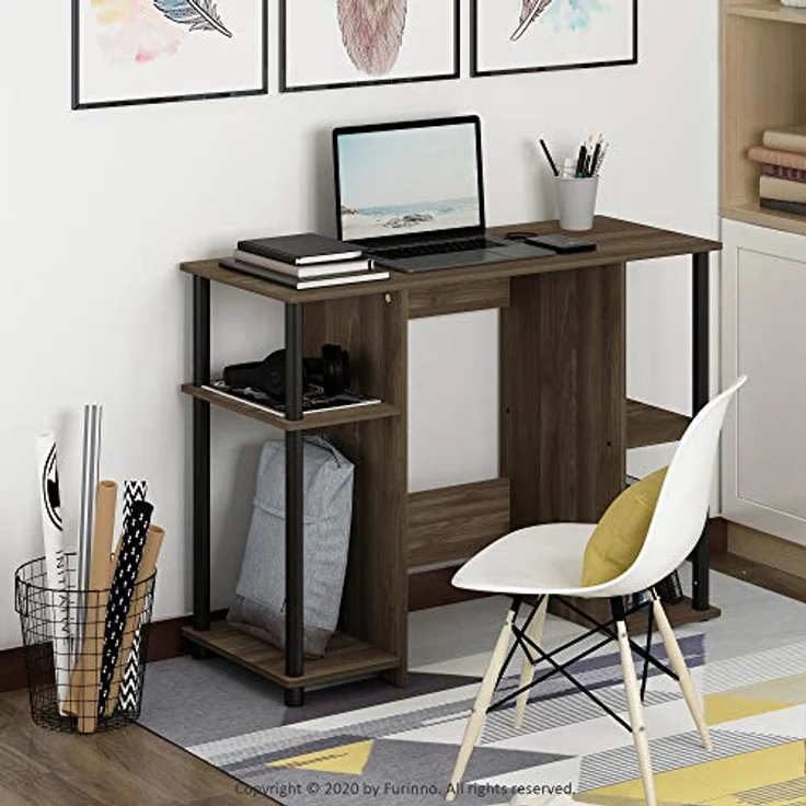 Furinno Computerschreibtisch, 39,5 x 97,5 x 72,6 zm, Columbia-walnuss/Schwarz – Bild 3