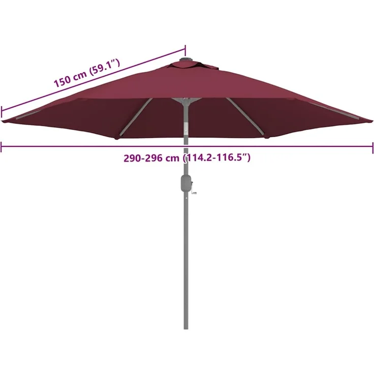 vidaXL Ersatzbezug für Sonnenschirm Bordeauxrot 300 cm 313800 – Bild 7