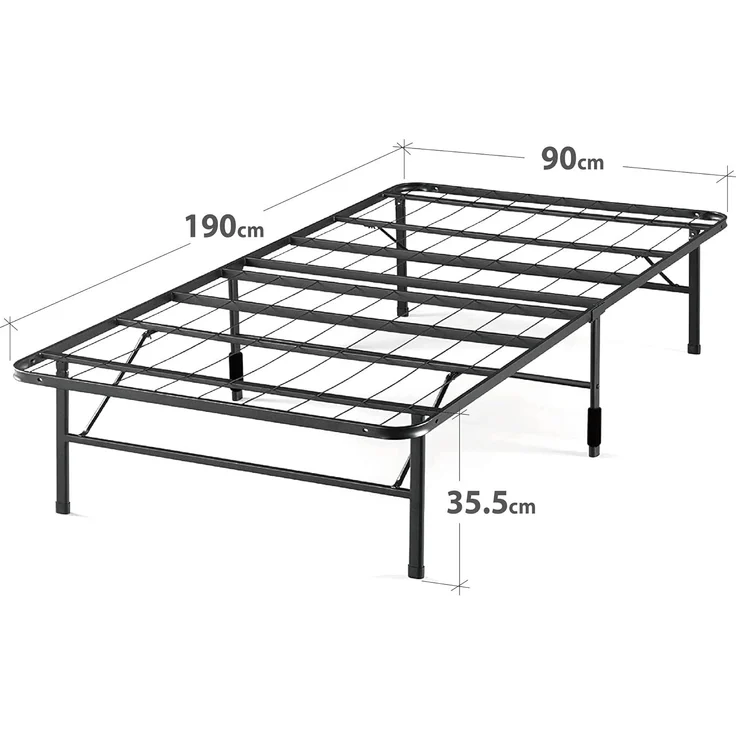 Zinus SmartBase Klappbett 90x190 cm - Höhe 35 cm - Ideal für EIN Gästebett - Mit Stauraum unter dem Bett - Metallbett - Schwarz – Bild 2