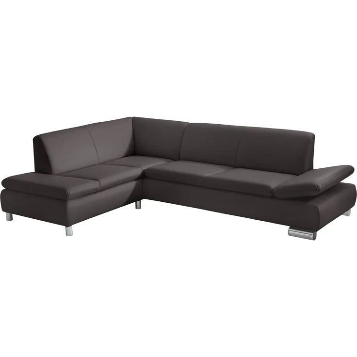 Ecksofa mit Ottomane links Kaye Bezug Kunstleder Metallfuß verchromt / braun 23142