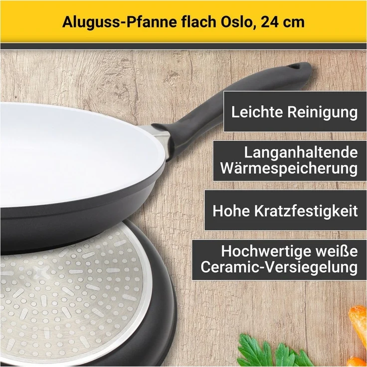 Bratpfanne OSLO 24 cm Aluguss mit weißer Ceramic-Beschichtung / Pfanne induktionsfähig / Karl Krüger / Stielpfanne – Bild 2