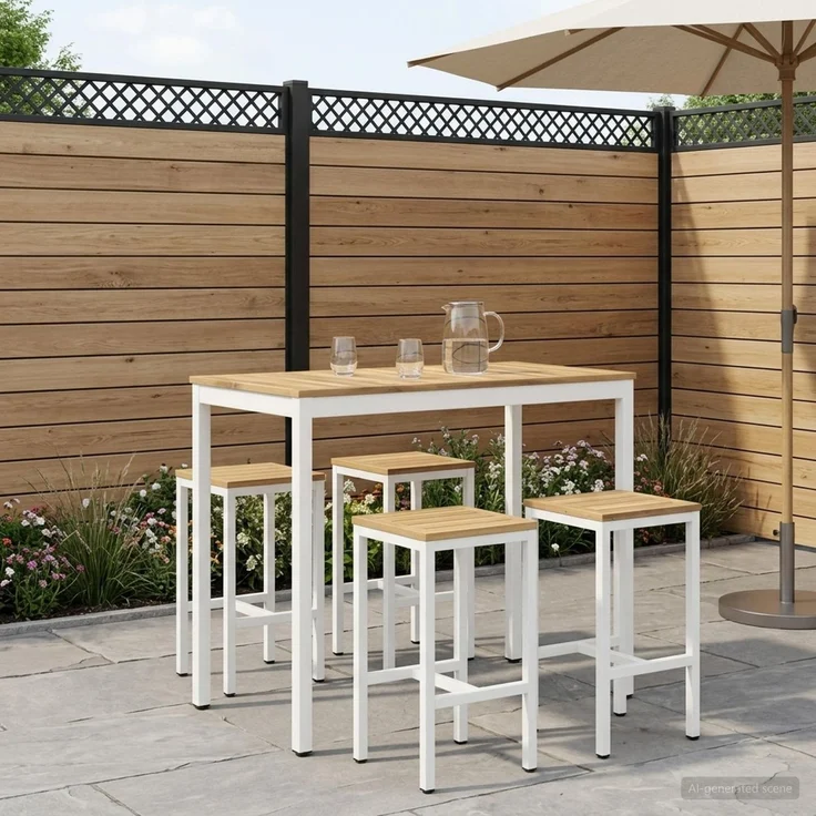 vidaXL Gartenbar-Tisch NAARDEN Weiß gewaschen 108,5 x 55 x 105 cm 901779 – Bild 1