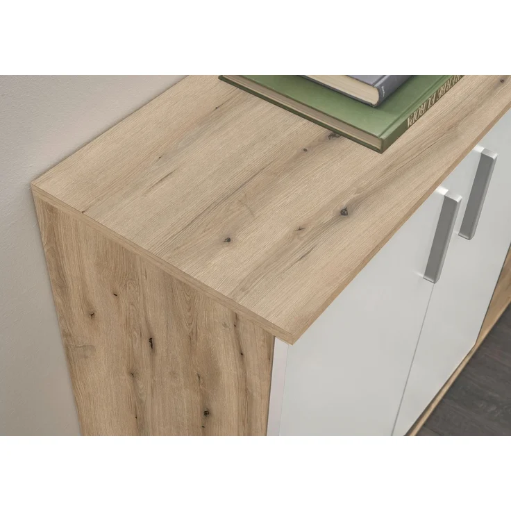 Kommode >BC 1040< 2 Türen, 2 Schubladen, eiche rustica Dekor / weiß - 80x84x35cm (BxHxT) – Bild 6
