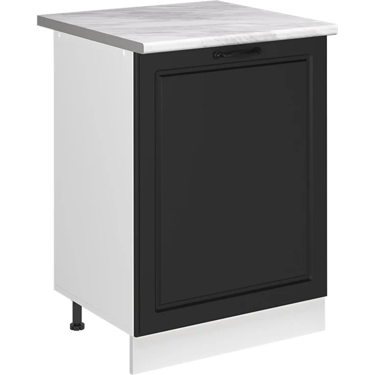 Küchenunterschrank R-Line Anthrazit Landhaus/Weiß 60 cm mit 1 Tür Arbeitsplatte Marmor Vicco – Bild 1