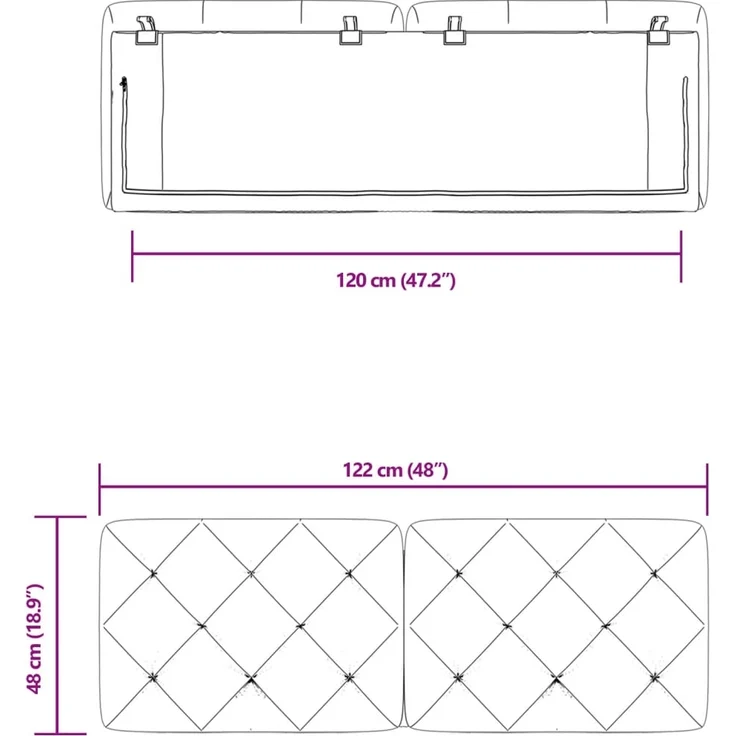 vidaXL Kopfteil-Kissen Rosa 120 cm Samt 374725 – Bild 10
