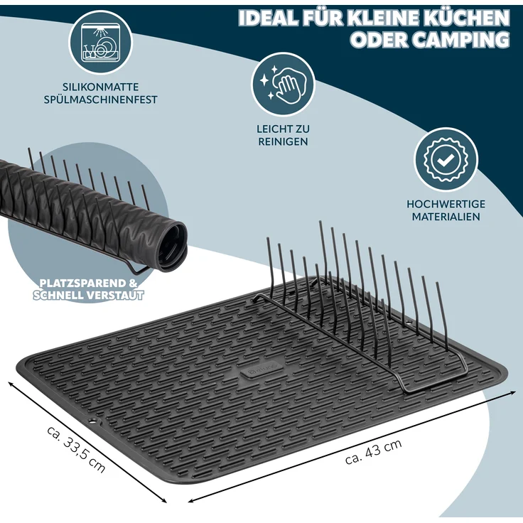 Abtropfmatte inkl. Abtropfgestell, rutschfeste Silikonmatte 33,5 x 43 cm, platzsparend – Bild 3
