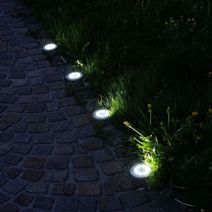GLOBO LIGHTING LED Gartenleuchte, LED-Leuchtmittel fest verbaut, LED Solarleuchte Bodenstrahler Bodenlampe Erdspieß Edelstahl 8er Set – Bild 3