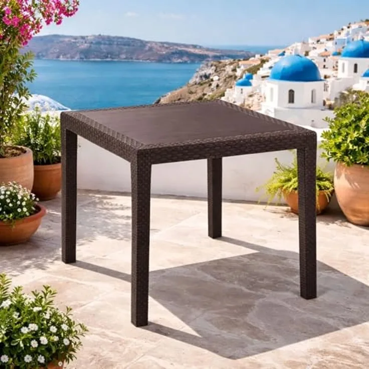 Gartentisch Tisch Terrassentisch Eckig Mokka 79x79x72cm Rattan-Optik