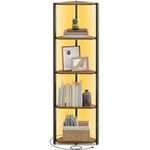 VASAGLE Eckregal 5 Ebenen, Bücherregal mit einstellbarer LED-Beleuchtung