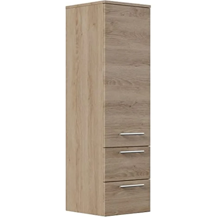 Hochschrank 120 cm eiche hell mit Glaseinlagen : Eiche hell – Bild 1