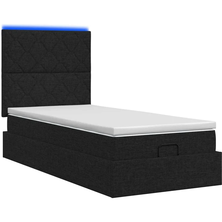vidaXL Ottoman-Bett mit Matratze und LED Schwarz 90 x 200 cm Stoff 3458126 – Bild 9