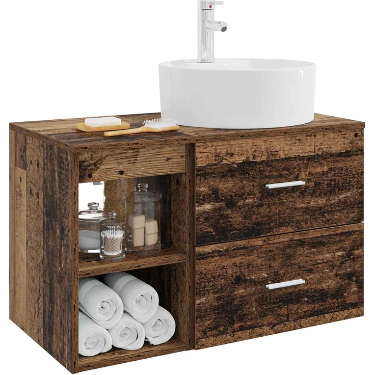 vidaXL Badezimmerschrank-Set 2 stk. Altholz 79,5 x 44,5 x 76 cm 3403910 – Bild 3