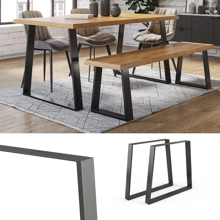 Tischbeine Schwarz 80 x 72 cm Trapezförmig Vicco – Bild 2