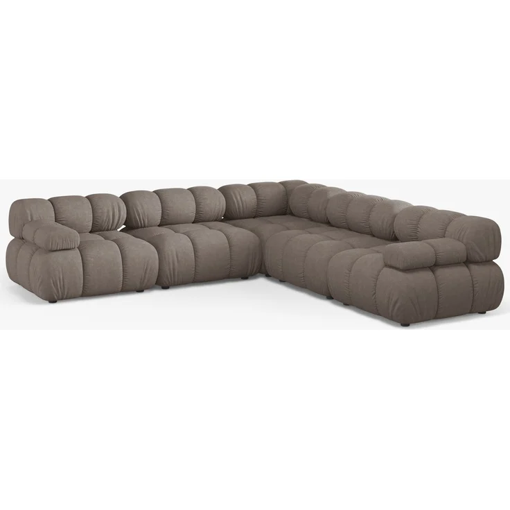Micadoni Symmetrisches Ecksofa Bellis 5-Sitzer Strukturierter Stoff Liberty Cappuccino – Bild 1