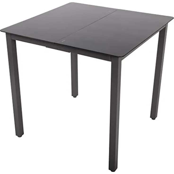 MID.YOU Gartentisch, quadratisch, 80x73x80 cm, Schwarz, aus Aluminium und ESG-Glas, platzsparend für den Außenbereich