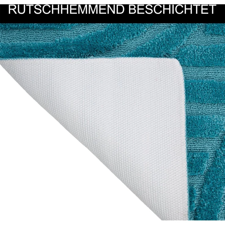 OTTO home Badematte Regona Scandi, Badvorleger, Badezimmer Teppich, Duschvorleger, Höhe 10 mm, rutschhemmend beschichtet, strapazierfähig, Polyester, halbrund, Badteppich, Uni Farben, Hoch-Tief-Effekt, modernes Muster, Zen – Bild 4