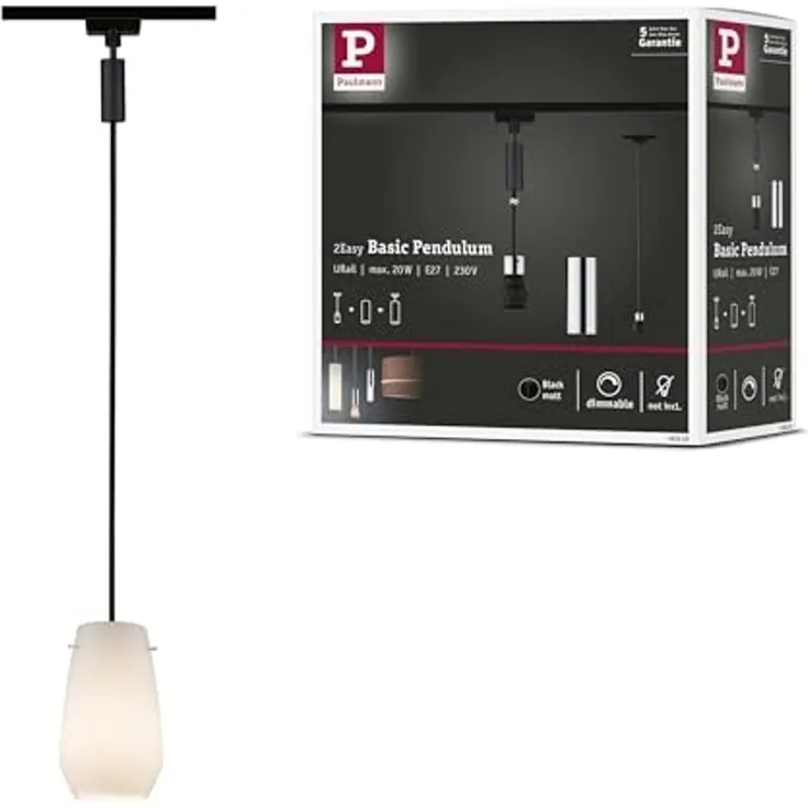 Paulmann 96919 URail 2Easy Basic Pendel max. 20W E27 Schwarz matt Chrom Metall/Kunststoff