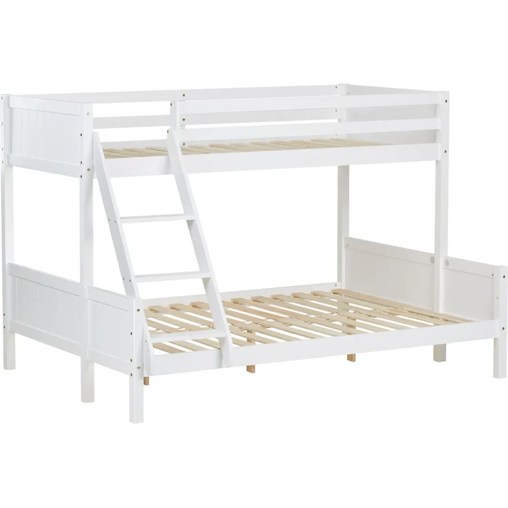 Kinderbett Etagenbett 90x200 und 140x200 Jugendbett Hochbett Weiß Holz inklusive Matratzen – Bild 7