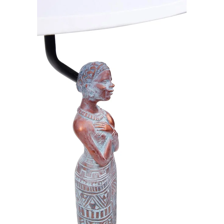 BRUBAKER Nachttischlampe Tischleuchte Afrikanische Frau in Kupfer-Optik, ohne Leuchtmittel, Motiv Lampe mit Keramikfuß, Höhe 58 cm – Bild 3