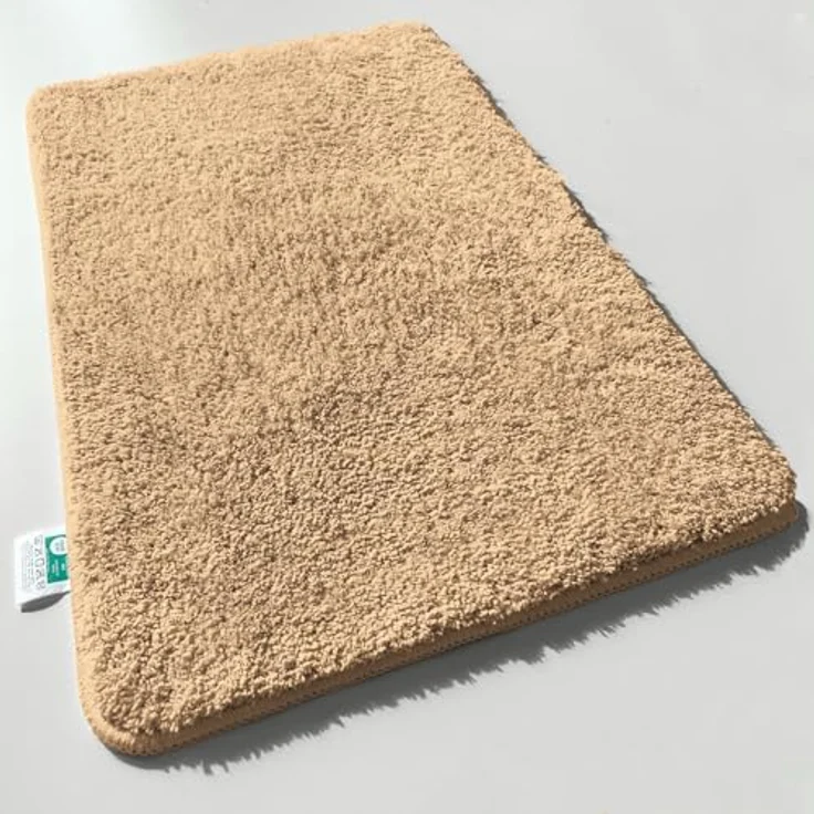 casa pura Badematte Sky Soft, beige, rutschfester, waschbarer Badezimmerteppich in Shaggy Optik, 60x100 cm – Bild 1