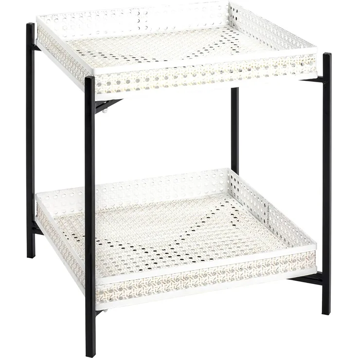 Beistelltisch >Wien< in schwarz-beige aus Stahl, Metall - 42 x 50 x 42 cm (BxHxT)