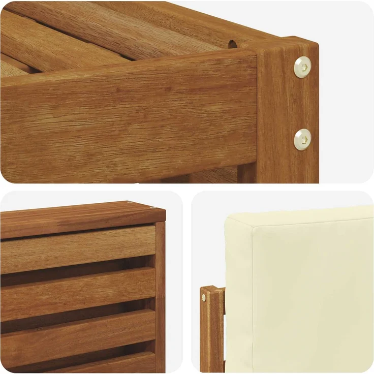 vidaXL Outdoor-Sofagarnitur 6 stk. 5-Sitzer Natur und Creme 3375095 – Bild 6