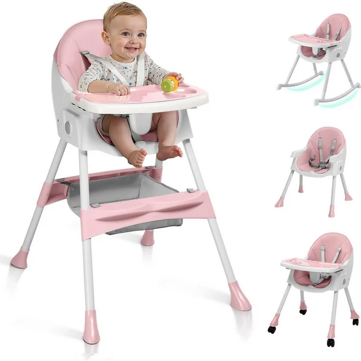 LALAHO Kinderstuhl 3-in-1Kinderklappstuhl- Kinderhochstuhl - Klappbarer Esszimmerstuhl, Kinderwagen - Mitwachsstuhl und Babystuhl für Neugeborene – Bild 1