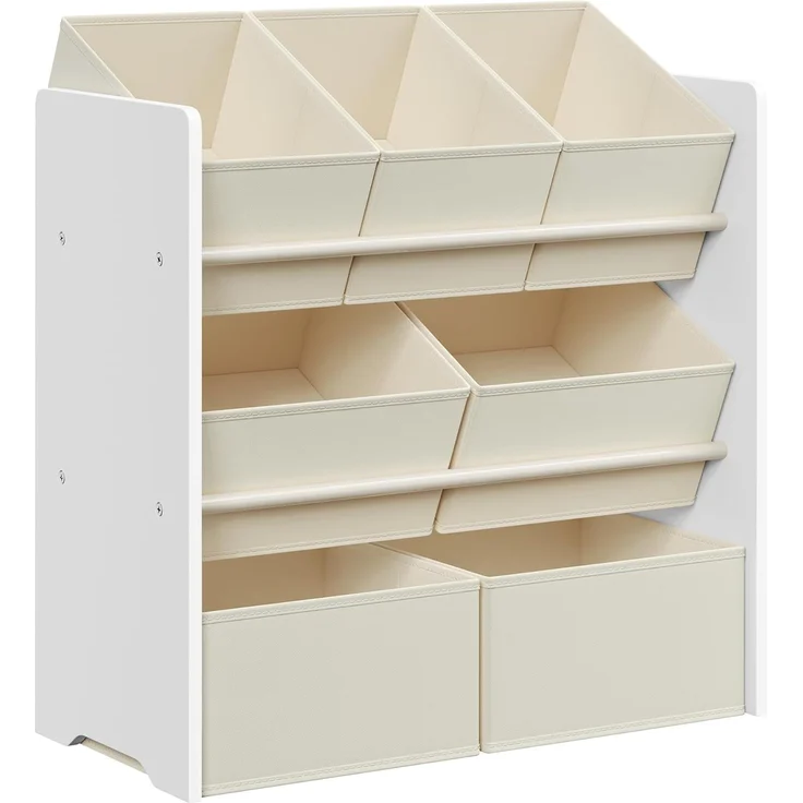 Songmics Kinderregal, mit 7 Aufbewahrungsboxen, MDF / Vliesstoff wolkenweiß, 60 x 29,5 x 62,5 cm – Bild 1