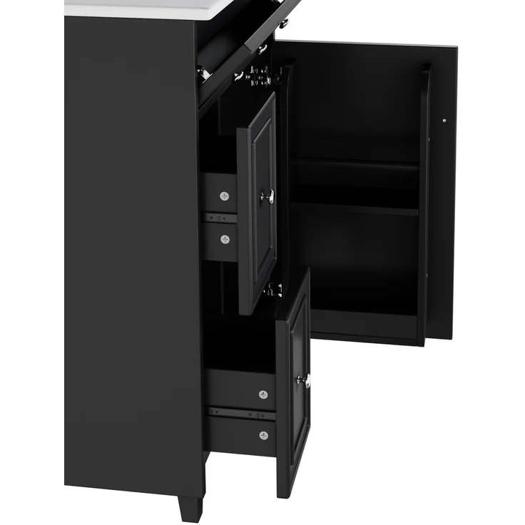 Waschtisch 61 x 47 x 87 cm mit Keramikbecken und Stauraum, Schwarz – Bild 10