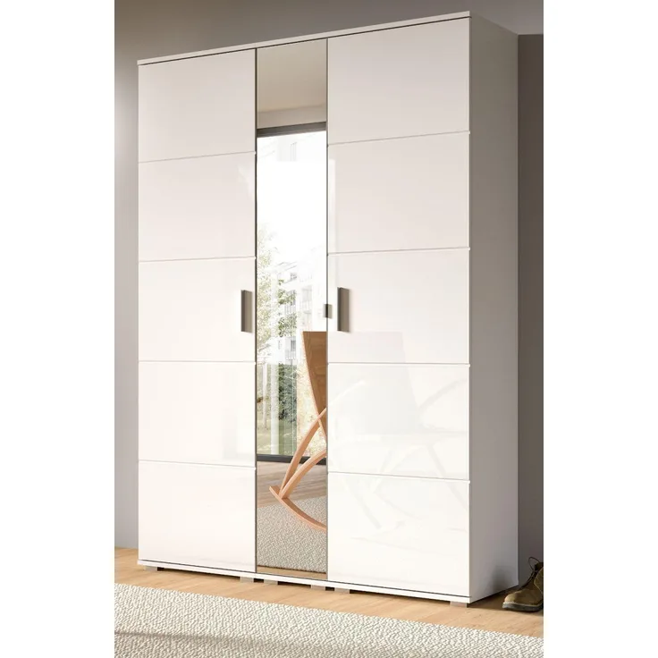 Garderobe Set 3-teilig Grazie in weiß Hochglanz 140 x 191 cm