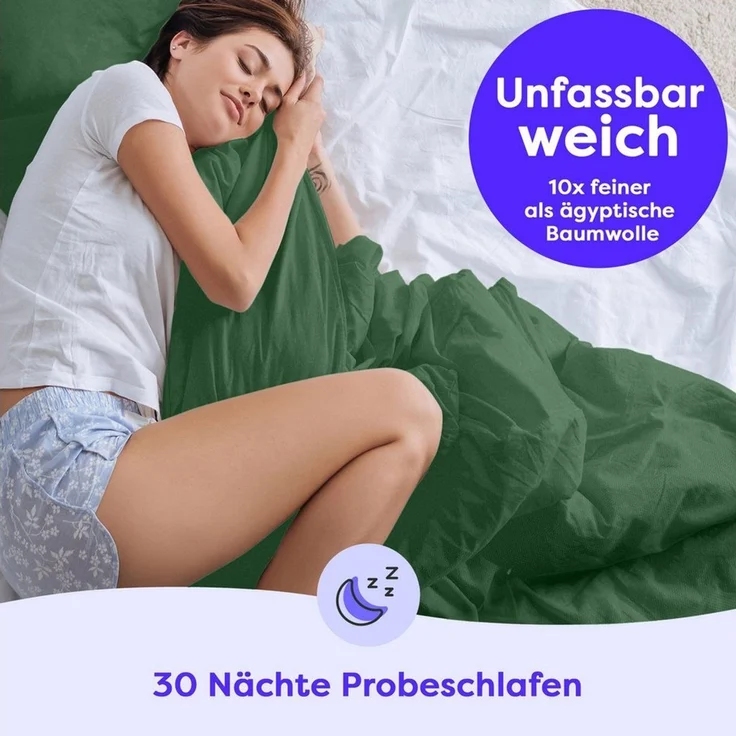 Wolkenfeld Bettwäsche Allergiker Bettwäsche, unfassbar weich, Microfaser, 2 teilig, 135x200 cm, 155x220 & Übergrößen I inkl. Kissenbezüge 80x80 I Uni – Bild 2
