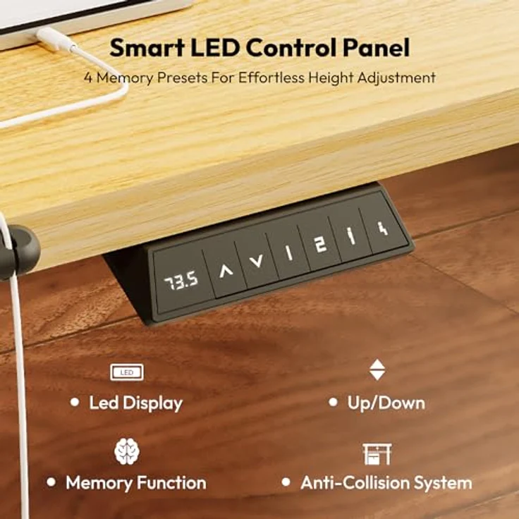 SANODESK Höhenverstellbarer Schreibtisch 110x60 cm mit KOMPLETTE TISCHPLATTE Schreibtisch Höhenverstellbar Elektrisch Ergonomischer Steh-Sitz Tisch Computertisch für Heimbüro Homeoffice(ahorn) – Bild 10