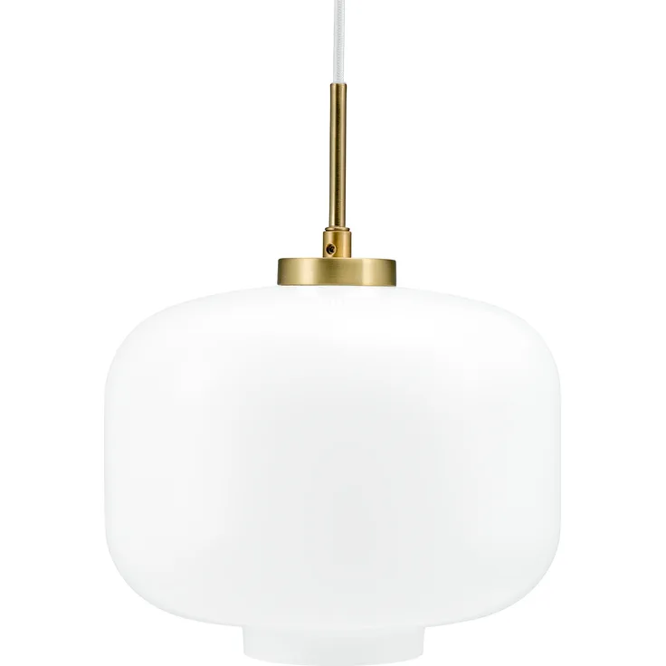 Dyberg Larsen ARP D25, Pendelleuchte LED aus opalem Glas und Messing, 25 cm Durchmesser, E27-Fassung, 3 m Kabel