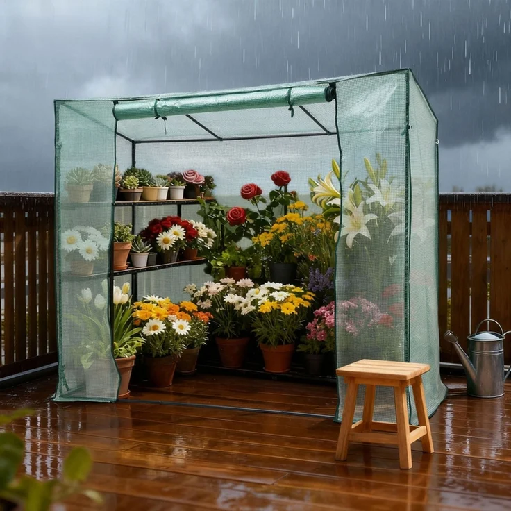 Home Nature Wohnkonzept Tomatengewächshaus Gewächshaus 171,5 × 79,5 × 204 cm – Foliengewächshaus für Balkon und Garten – Stabil, Winterfest, Grün – Bild 6