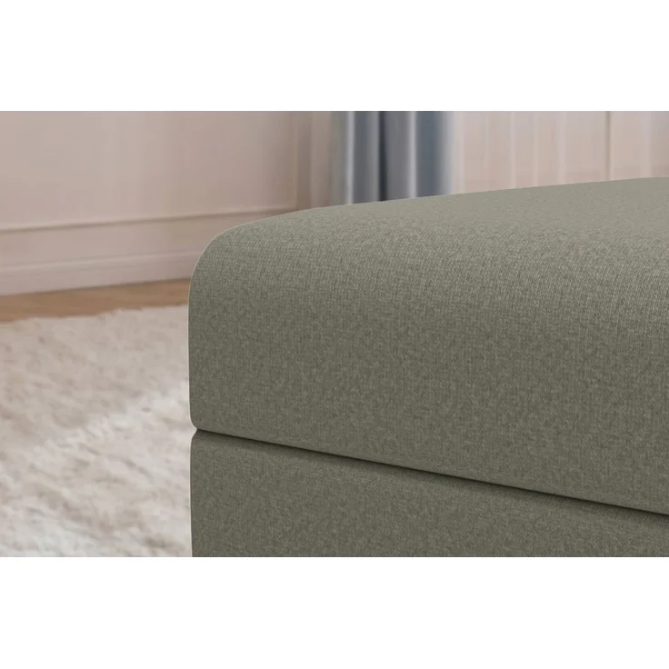 Taupefarbener Pouf aus glattem Stoff – Bild 2