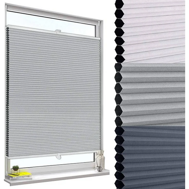 Woltu Plissee, verdunkelnd, Klemmfix, verspannt, Klemmfix, Wabenplissees ohne Bohren – Bild 4