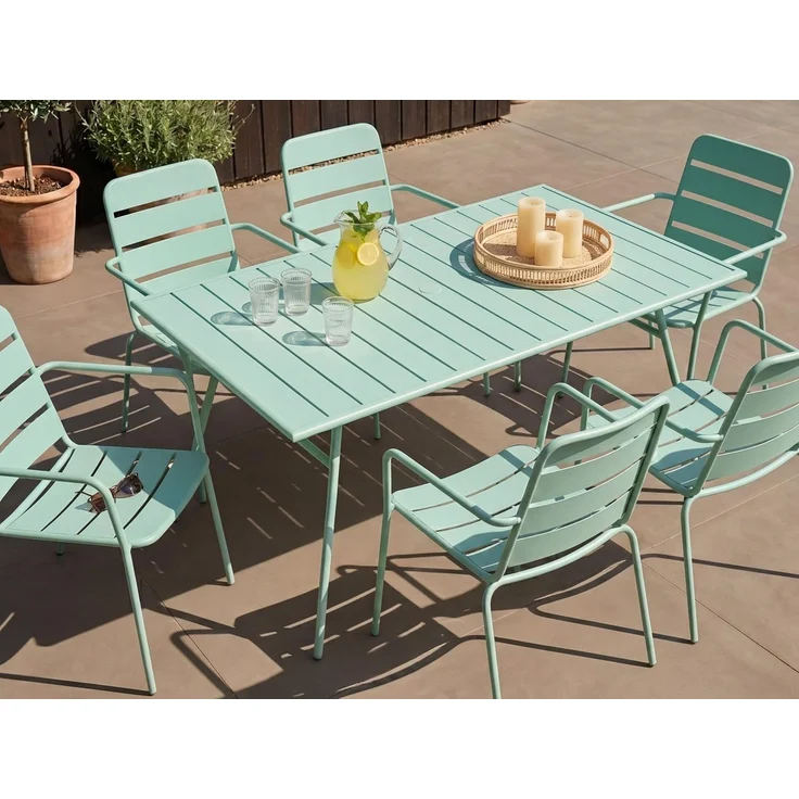 Gartentisch TERENZO 160 cm 90 cm Metall Mintgrün – Bild 2