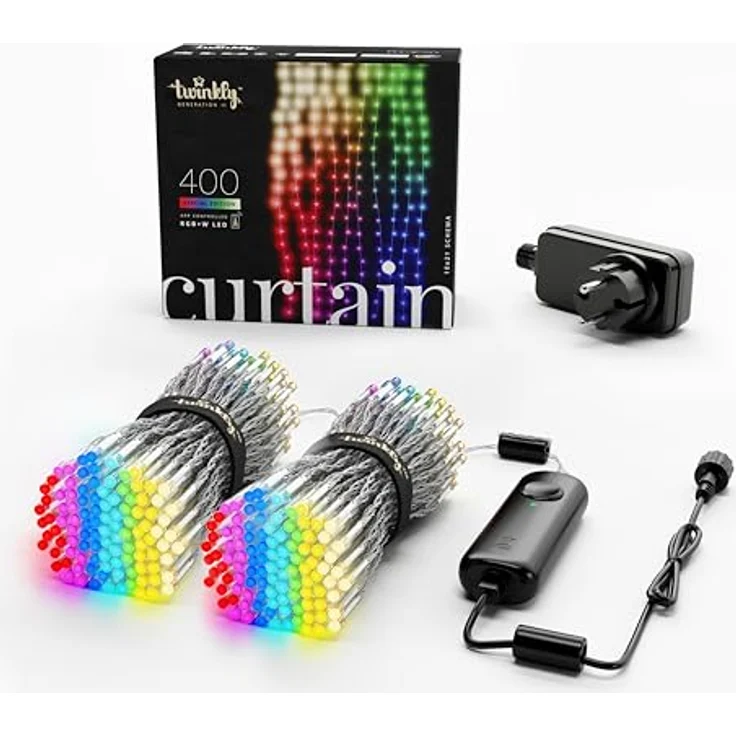 Twinkly Curtain 400 LED RGB+Weiß, LED-Lichterkette für Drinnen und Draußen, Smarte Lichter, RGB und Weiß, Kompatibel mit Alexa, Google Home, IP44, App-Steuerung, Transparentes Kabel, 3x2 m – Bild 2