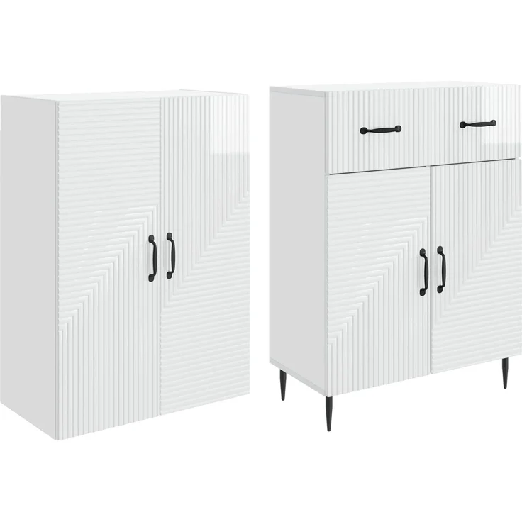 vidaXL Schrankset 2 pcs Hochglanz Weiß 66 x 34,5 x 89,5 cm 3416668 – Bild 3