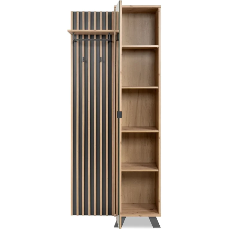 Kompaktgarderobe >Medan< in Dekor Artisan Oak / anthrazit - 80x190x37cm (BxHxT) – Bild 9