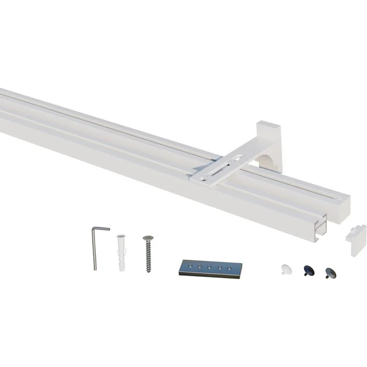 Gardineum Innenlaufschiene Eckige Innenlaufstange/ Gardinenstange 20x20mm mit Wandhalterung-2lfg – Bild 1