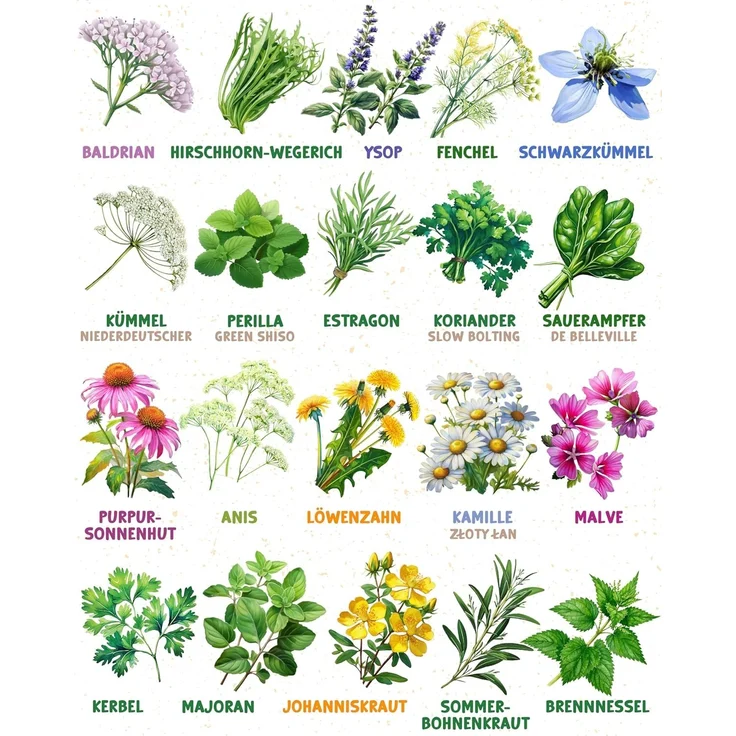 ZenGreens® - Bio Kräutersamen im 40er Set - 40 Kräuter Samen für den einfachen Anbau im Garten, Balkon oder Hochbeet - Pflanzensamen - Saatgut – Bild 5