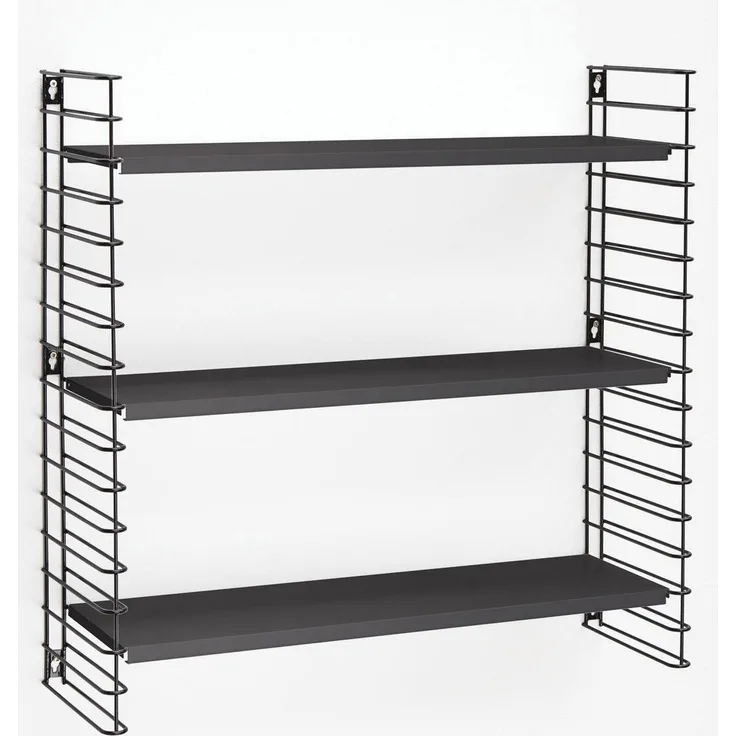 METALTEX 377603080 Bücherregal TOMADO mit 3 schwarzen Böden u. schwarzen Seiten / Hängeregal / TOMADO-Regalsystem