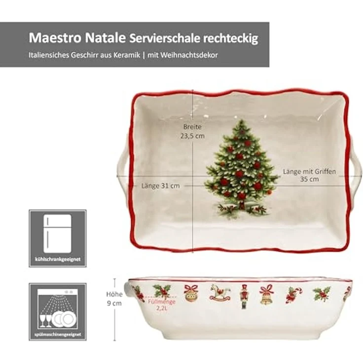 MamboCat Servierschale Maestro Natale Servierschale Griffe 2,2L Keramik groß XXL-Schüssel, Keramik – Bild 6